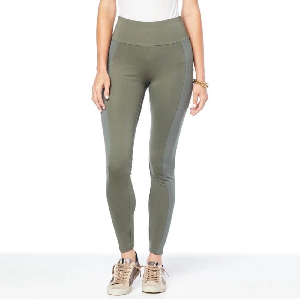 G by Giuliana G Sculpt Pull On Ponte Legging Pant Thyme Green Size Medium Petite